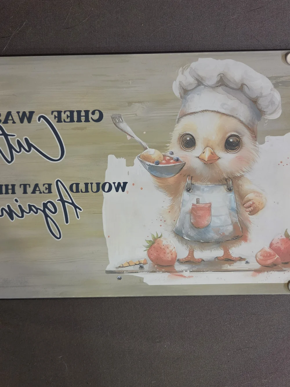 Cute Chick Chef Glass Cutting Board Funny Kitchen Decor 8x11